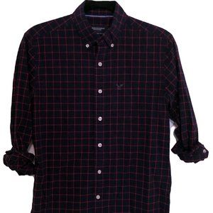 SALE XS American Eagle Plaid Long-Sleeve Shirt